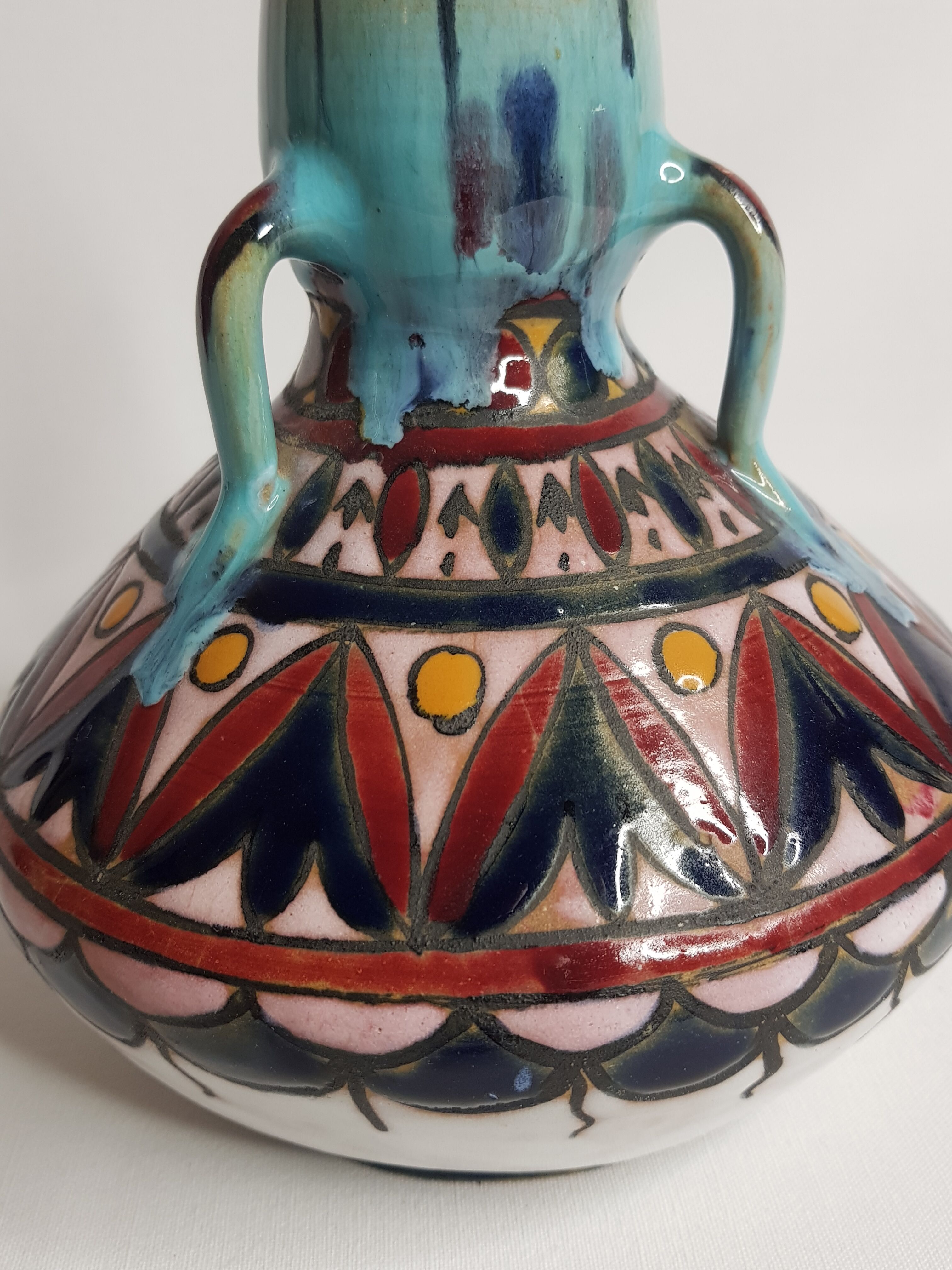 Old colorful earthenware vase 1930