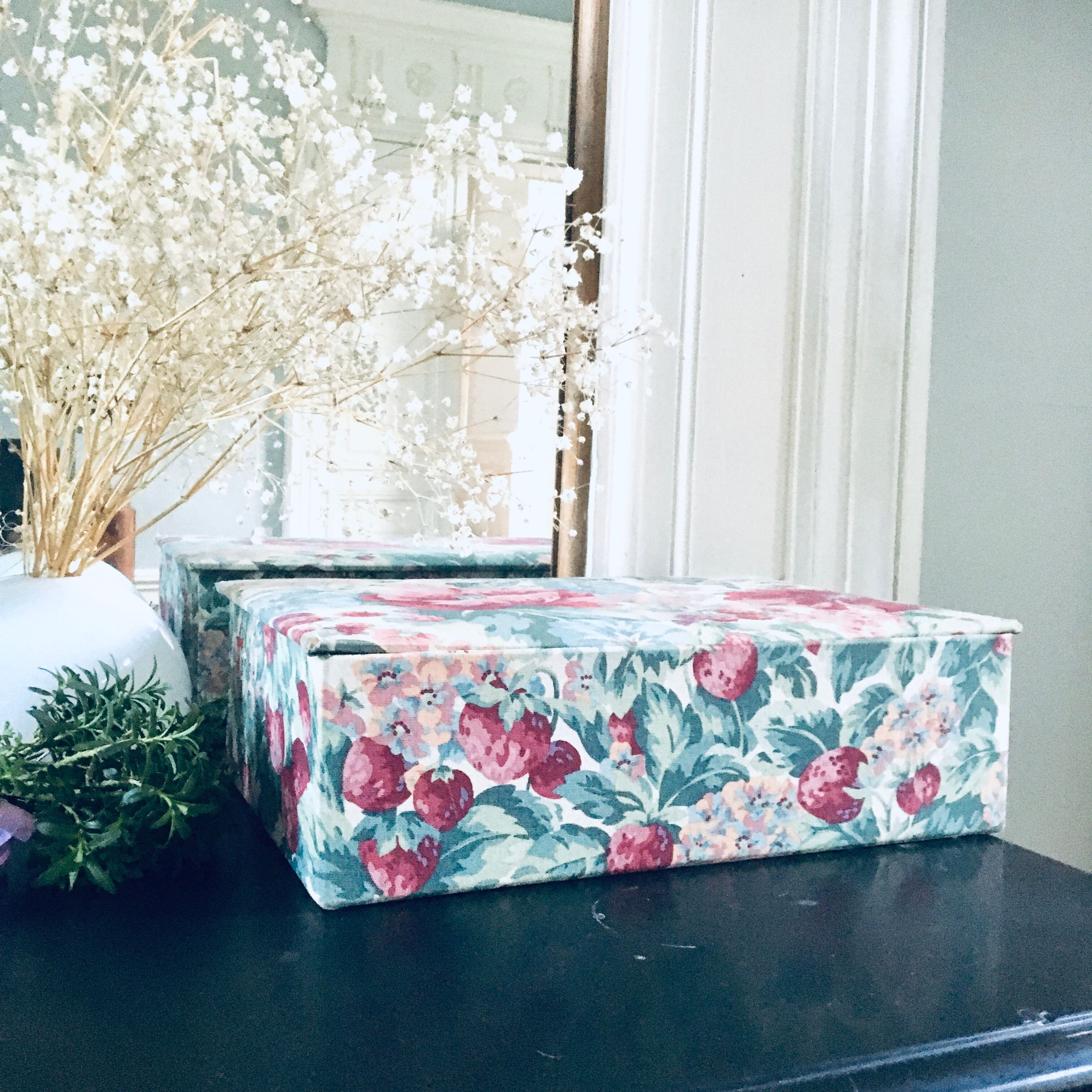 Boîte tissu fleuri