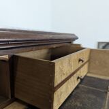 Elm burl and rosewood secretary chest of drawers