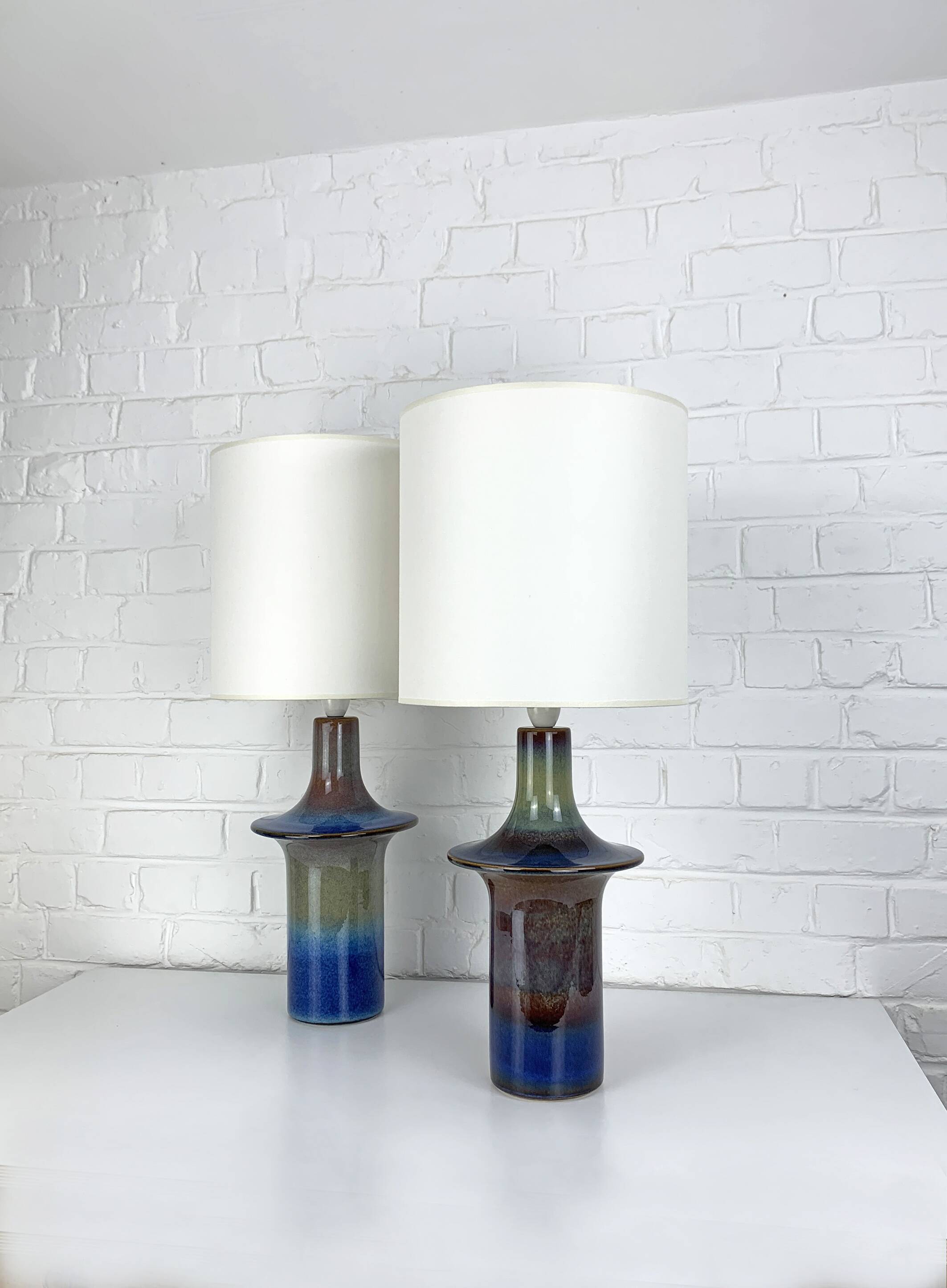 Paire de Lampes à poser en céramique Einar Johansen, Soholm, Danemark, 1960, Space Age