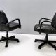 Postmodern Black Leather Office Chair by Vico Magistretti for ICF Design, 1978