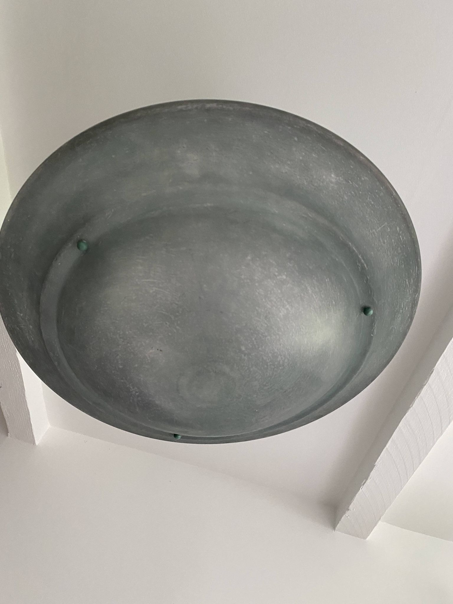 Large vintage lustra suspension light fixture large translucent green basin - SCE made in France
