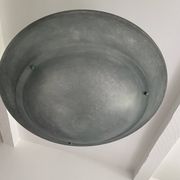 Large vintage lustra suspension light fixture large translucent green basin - SCE made in France