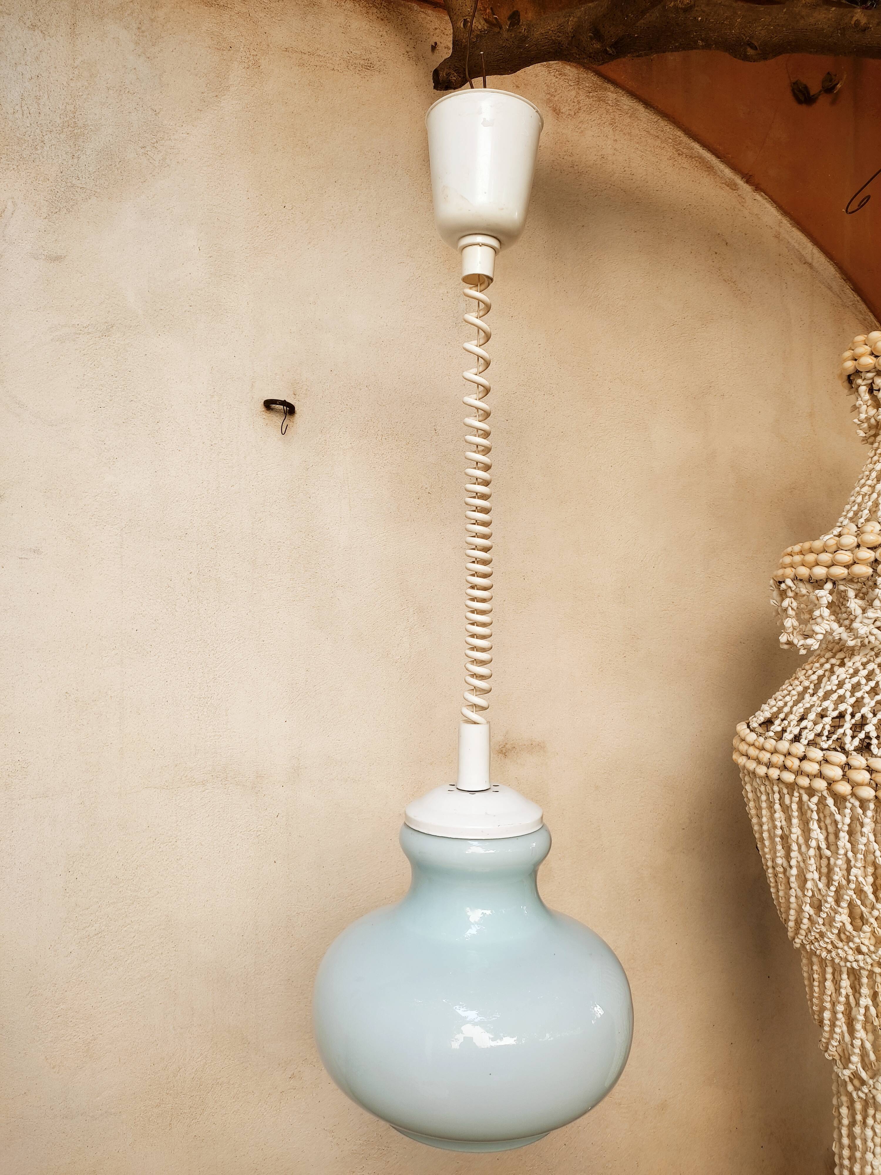 Blue opaline hanging lamp