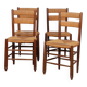 Set of 4 wooden chairs with rush seats, French work, 1950.