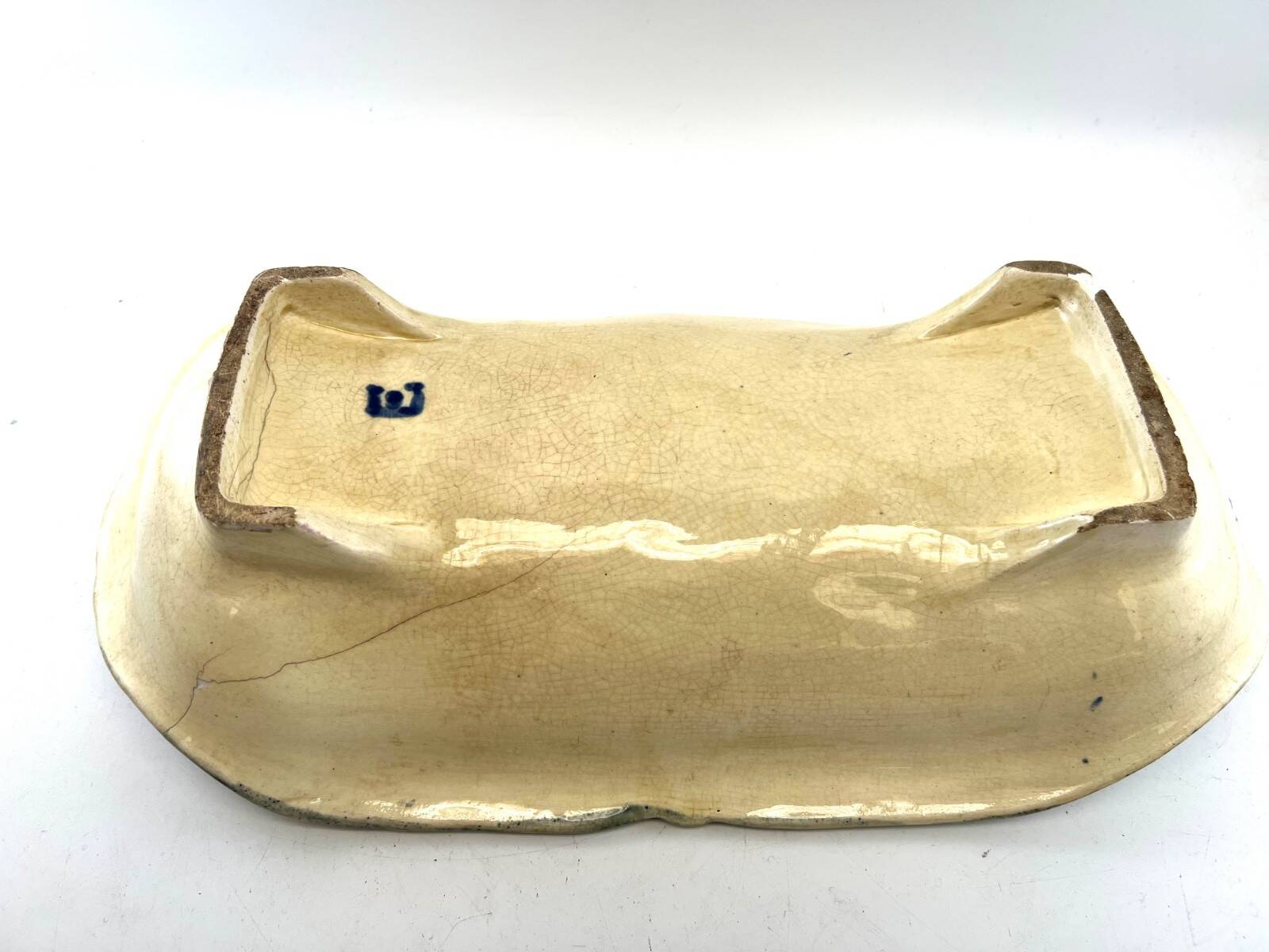 Antique asparagus dish in slip – Wasmuël, Belgium – circa 1880