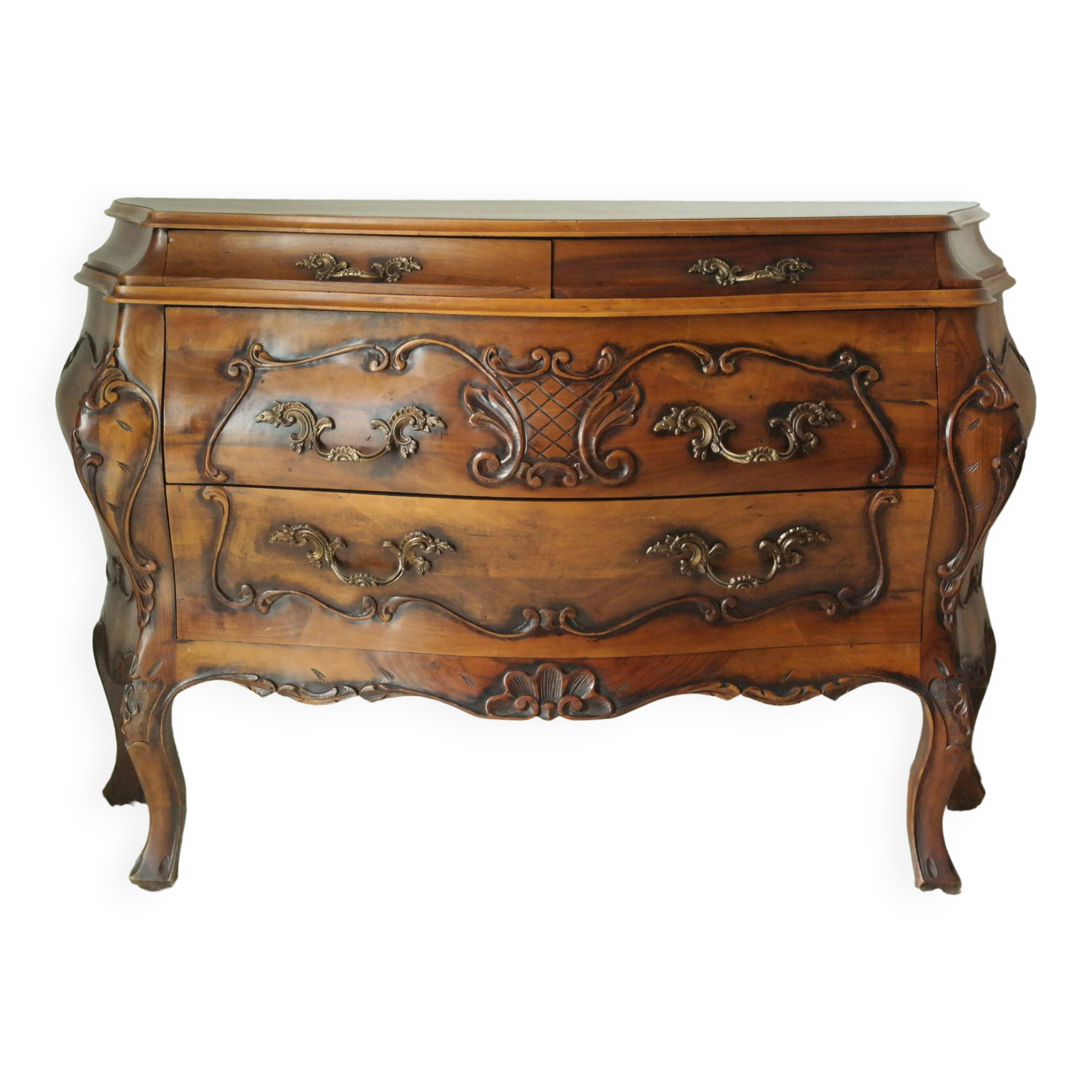 Louis XV style walnut tomb chest of drawers, 20th century