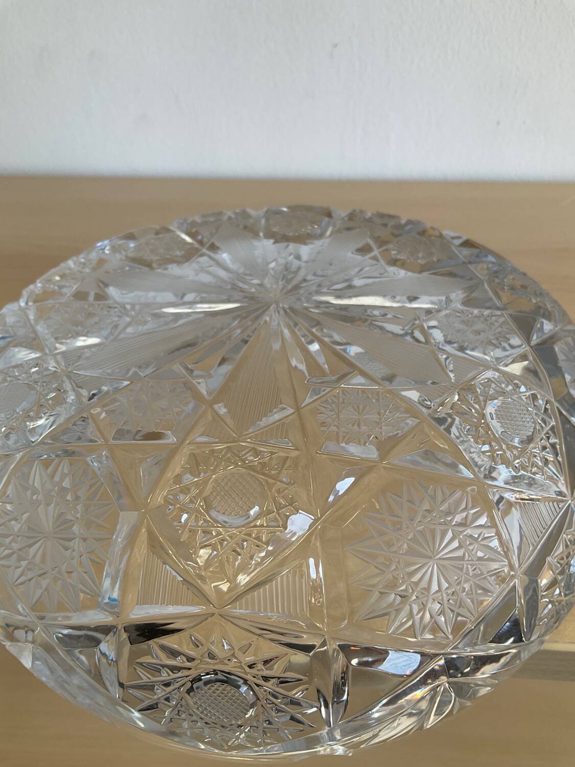 Large vintage pocket tray or ashtray in chiseled Bohemian crystal