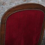 Antique Voltaire-style armchair – red velvet & solid wood