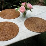 3 wicker and bamboo placemats