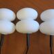 Mid century set of 3 organic shaped opal glass pendant lights, 1960s
