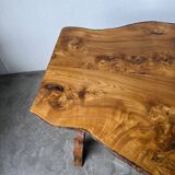 Table artisanale en orme massif, art populaire