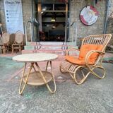 Rattan coffee/side table circa 1960