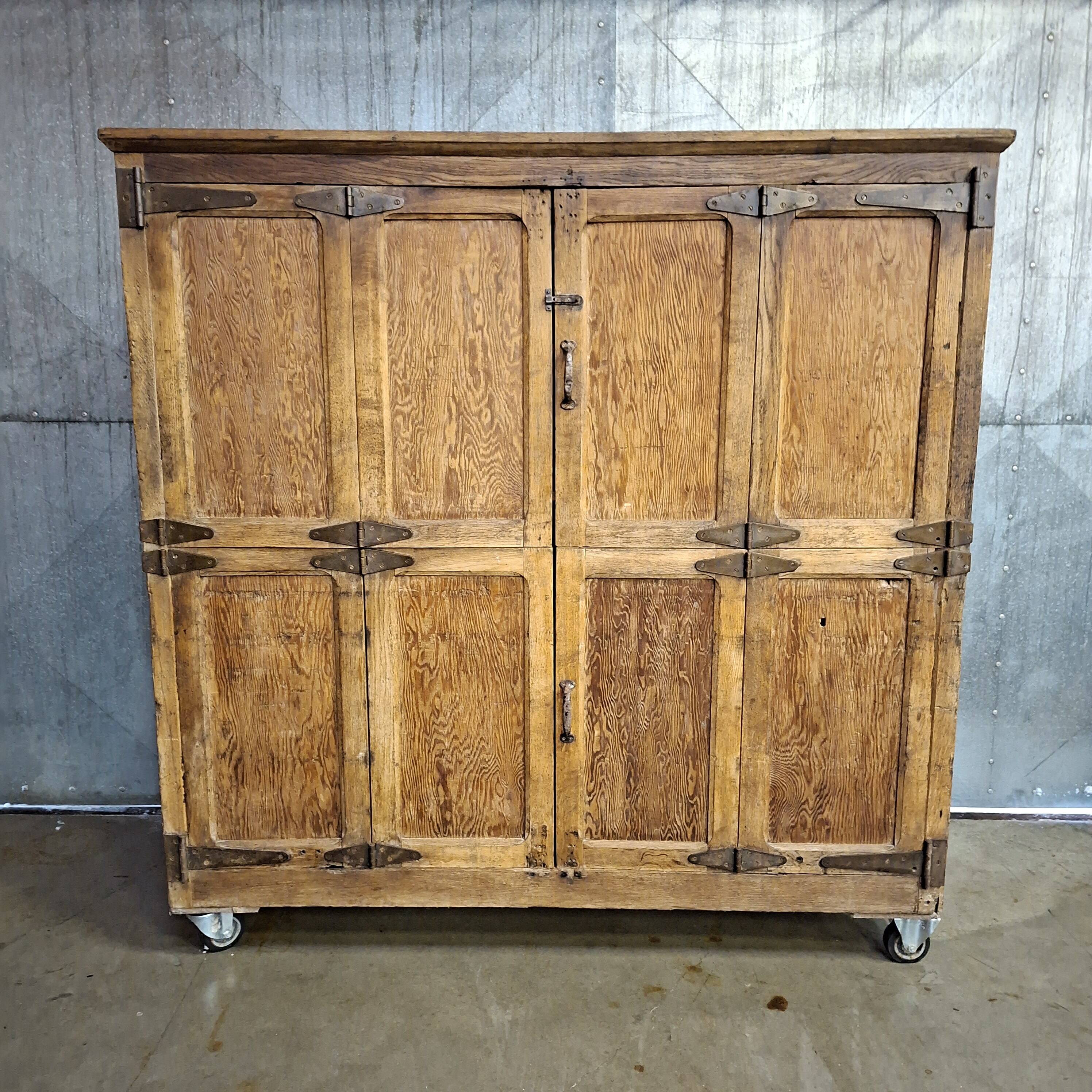 Antique baker's cabinet / fermentation cabinet on wheels