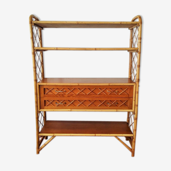 Vintage rattan bookcase