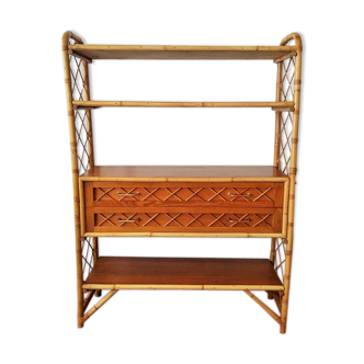 Vintage rattan bookcase