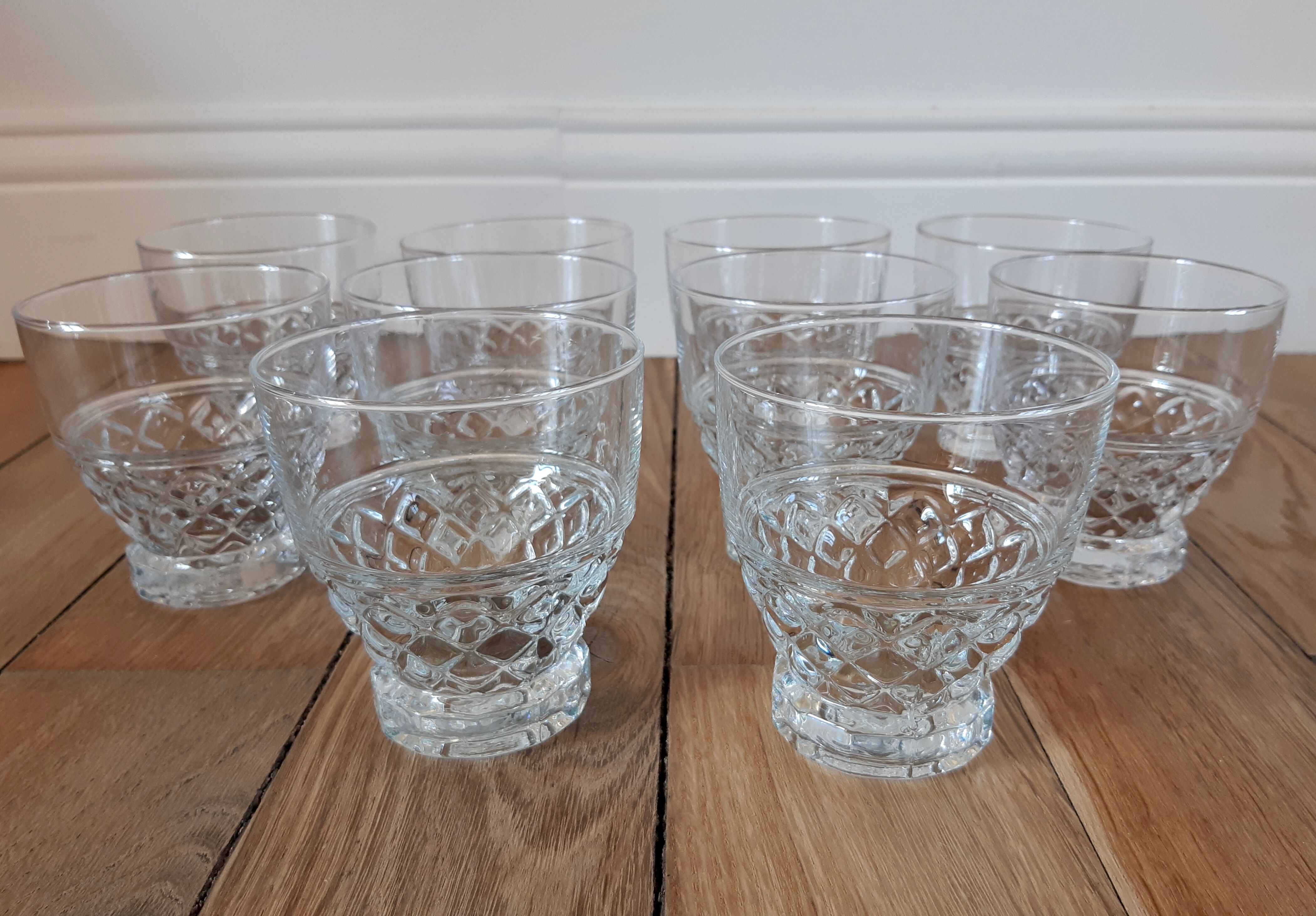 Lot of 10 wine glasses / crystal water 60s