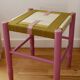 Wooden stool. Vintage stool. woven stool