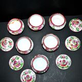 Set of 6 antique cream pots decorated with rooster decoration - Faïenceries de L'Est - Saint-Clément?