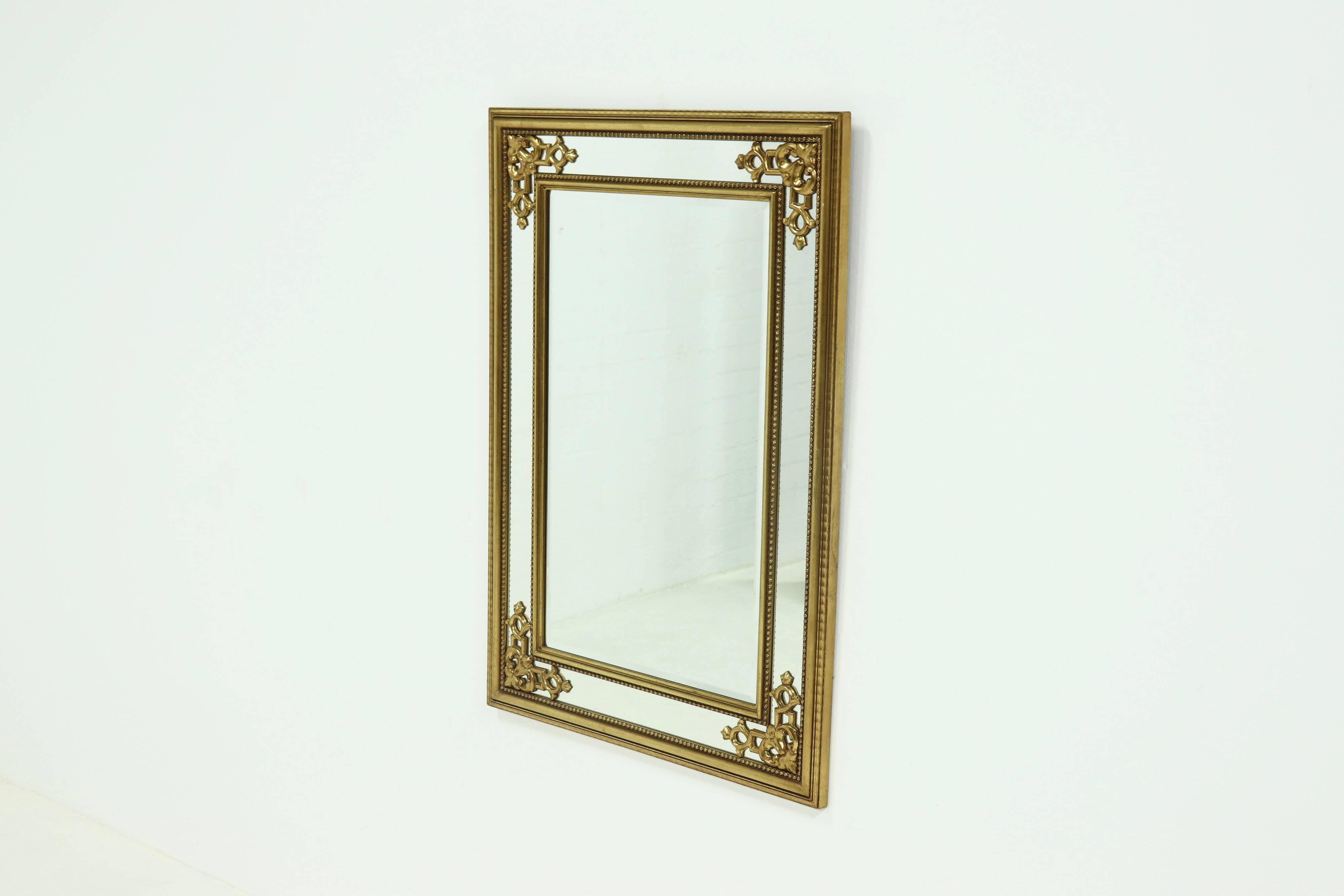 Large Decorative Gold Plated Mirror by Deknudt Belgium 1980s