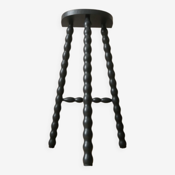 High tripod stool door beaded wooden plant painted black