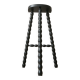 High tripod stool door beaded wooden plant painted black
