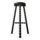 Haut tabouret tripode porte plante en bois perlé peint en noir