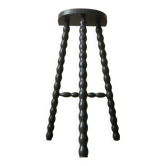High tripod stool door beaded wooden plant painted black