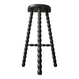 High tripod stool door beaded wooden plant painted black