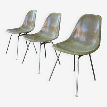 Serie de 3 chaises DSX de Charles et Ray Eames en fibre Herman Miller