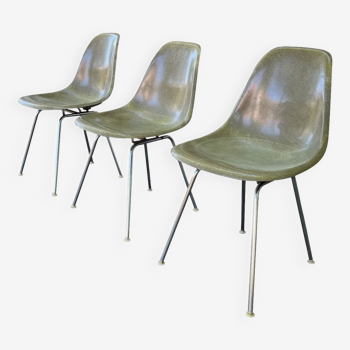 Series of 3 DSX chairs by Charles and Ray Eames in Herman Miller fiber