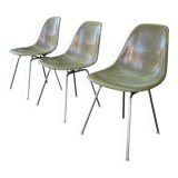 Series of 3 DSX chairs by Charles and Ray Eames in Herman Miller fiber
