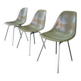 Serie de 3 chaises DSX de Charles et Ray Eames en fibre Herman Miller