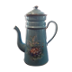 Blue enamelled coffee maker floral pattern