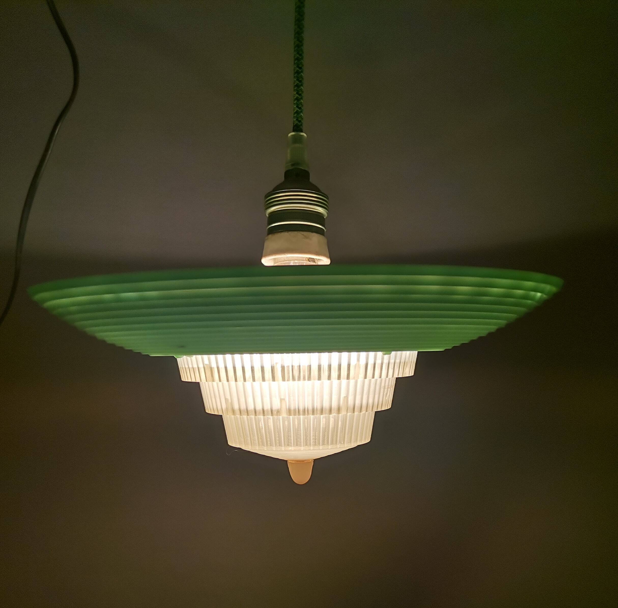 Scandinavian green acrylic clip on hanging lamp 1960s
