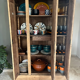 Solid raw oak wardrobe with Art Deco mirror