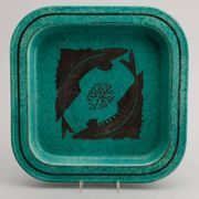 Wilhelm Kage plate in ceramic "Argenta" Gustavsberg Sweden 1950s. Marked.