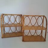 Set of bamboo wall shelves