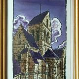 Tableau anonyme – Aquarelle - Vue sur une ancienne église en Meuse