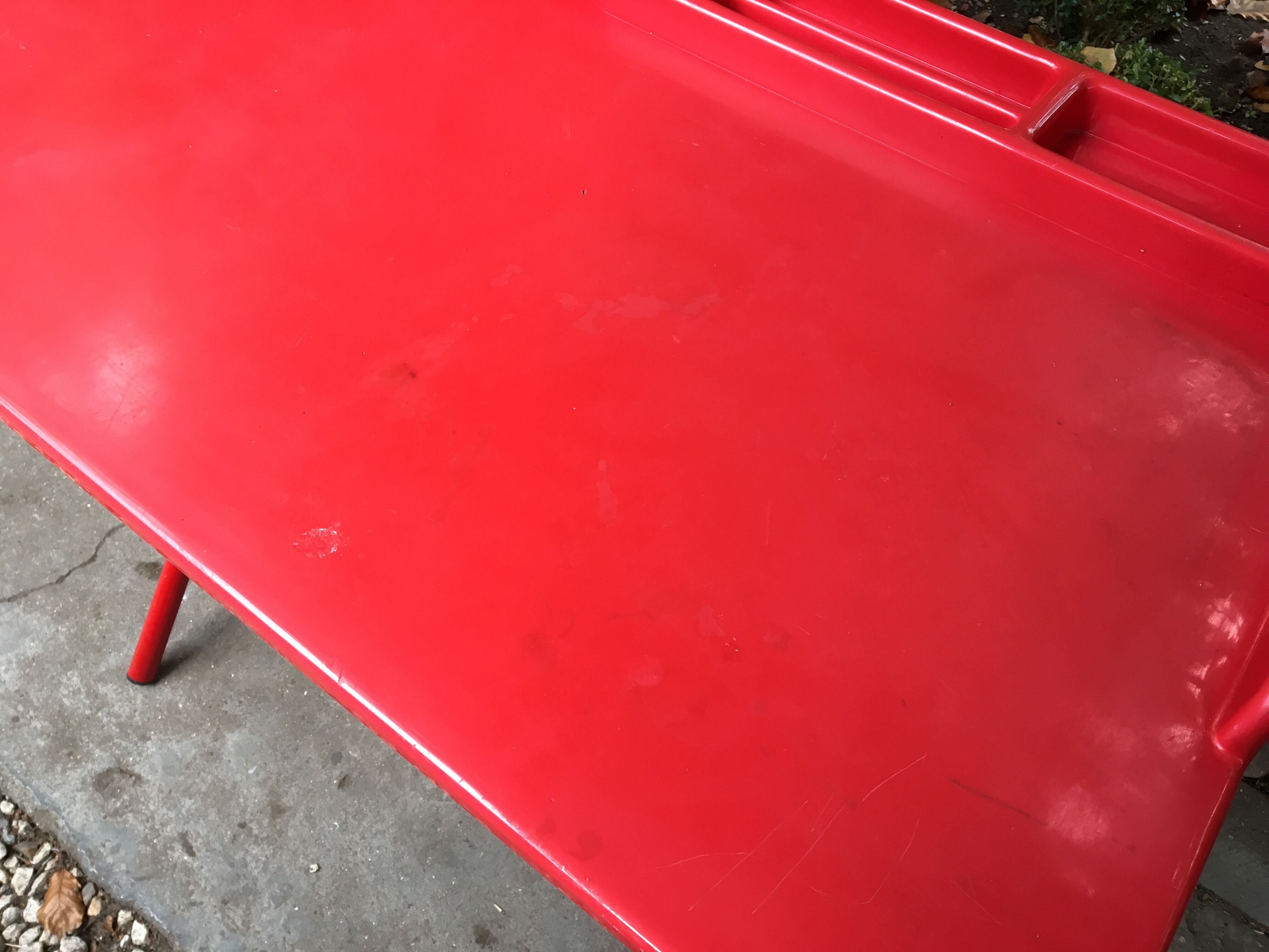 Red lacquered desk 70s