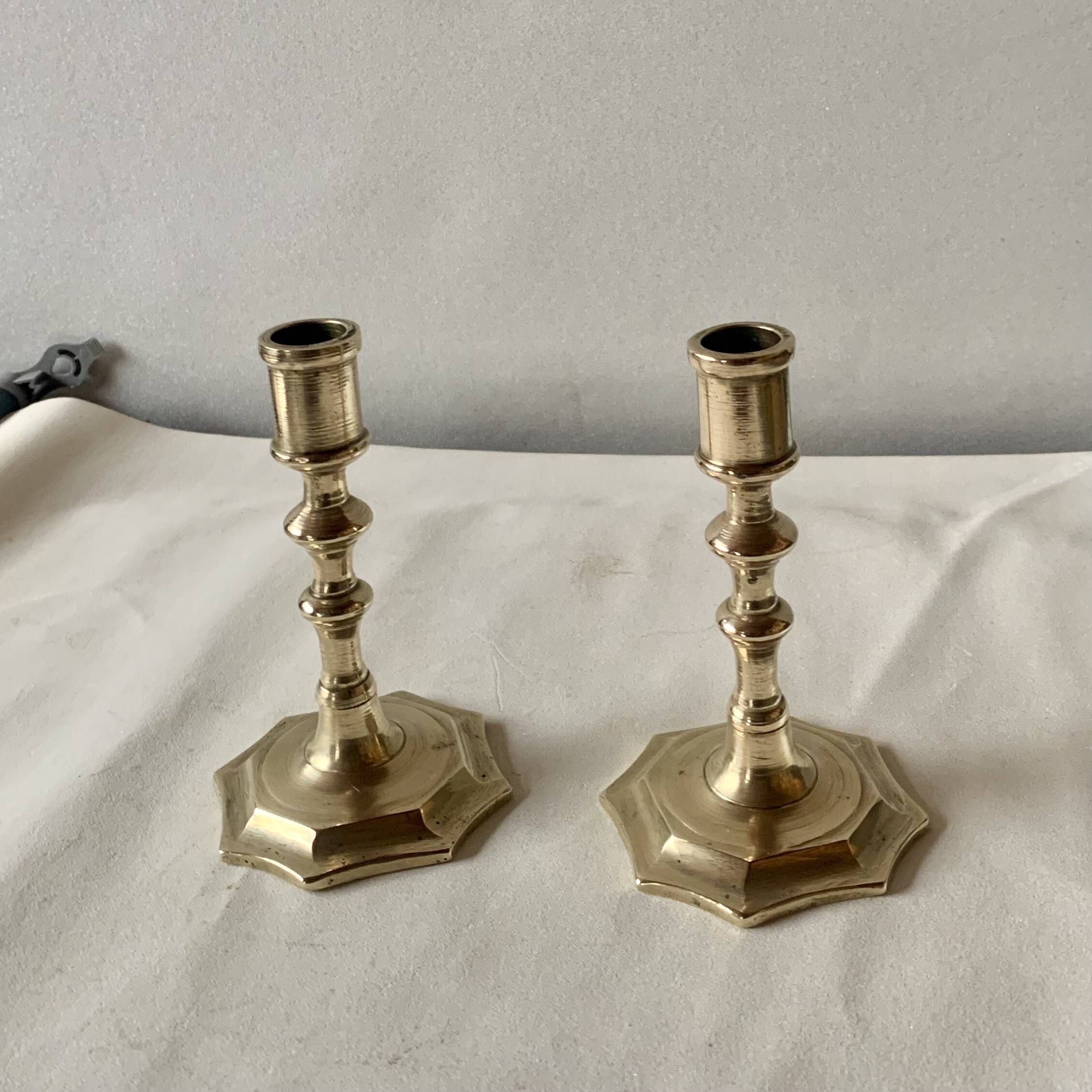 Pair of antique brass candlesticks