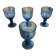 Set of 4 Stemmed Glasses Moulded Blue Marine Decor 1960s Vintage