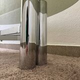 Chrome metal coffee table with smoked glass from the 70s
