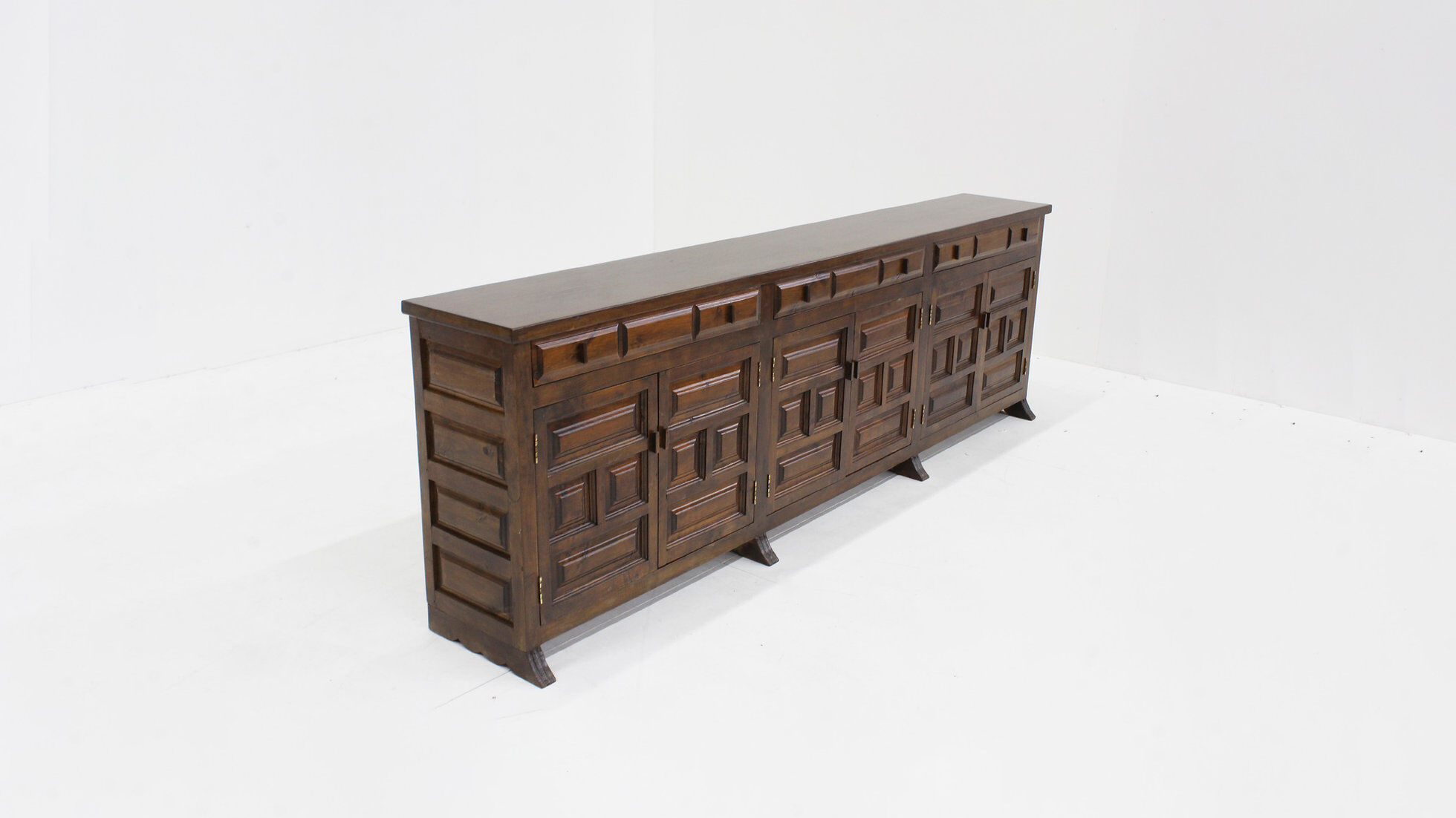 Vintage Spanish brutalist sideboard credenza 1970s