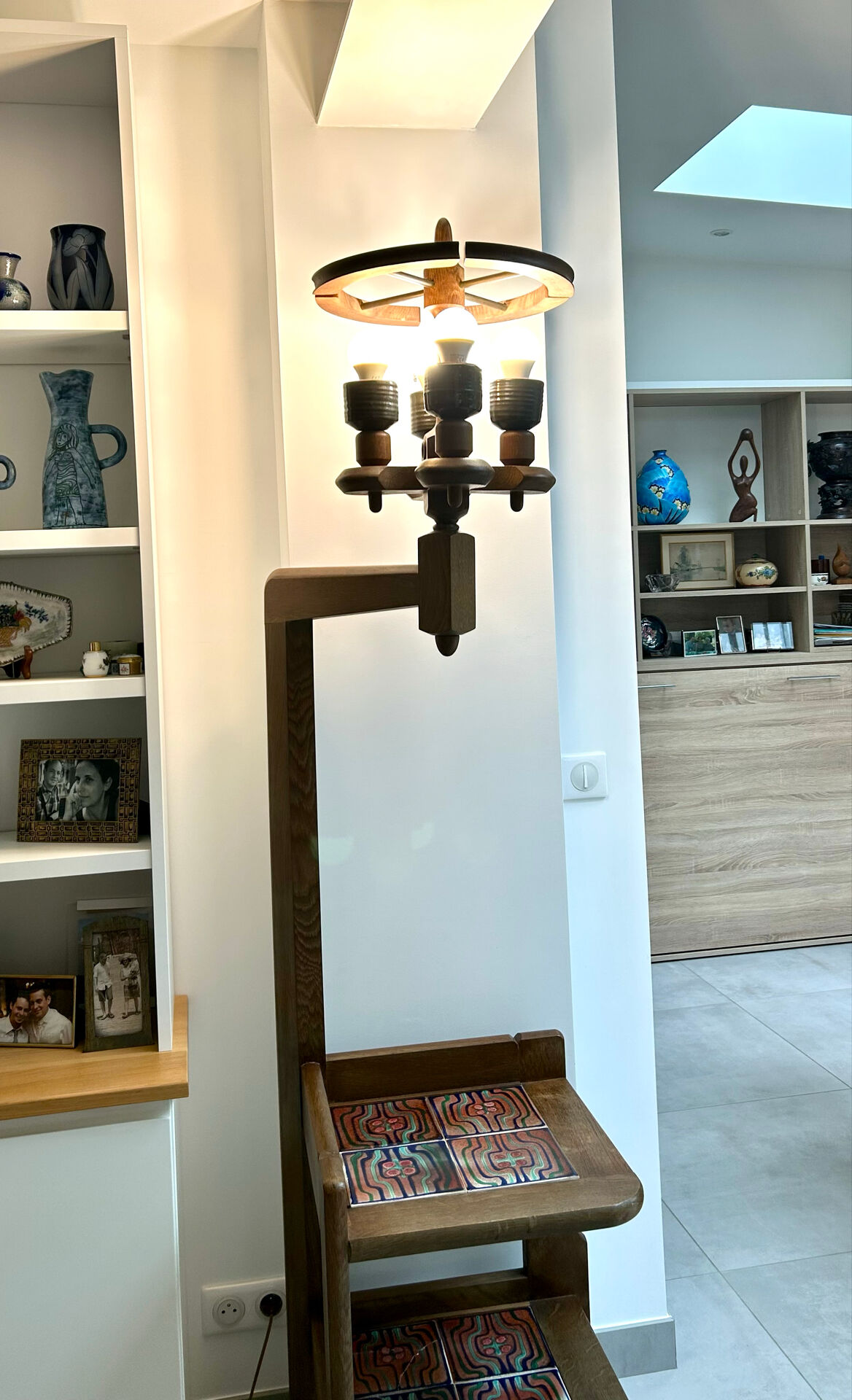 Guillerme and Chambron luminaire 1960 solid oak