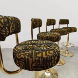 Vintage Swedish design Cobra barstools Borje Johanson ‘Art Deco print’