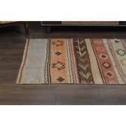 70's Vintage Oushak Handmade Wool Orange Kilim Runner Rug 116x283