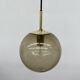 Suspension boule en laiton et verre fumé de Limburg Glashütte, années 1970
