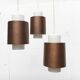 Triple cascade pendant lamp in copper and glass from the modern German space age of the mid-century by Staff, 1960s.