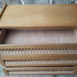 Vintage chest of drawers in rattan compass feet